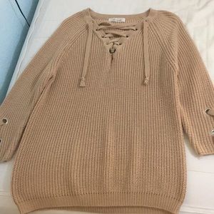 Lace up brown sweater